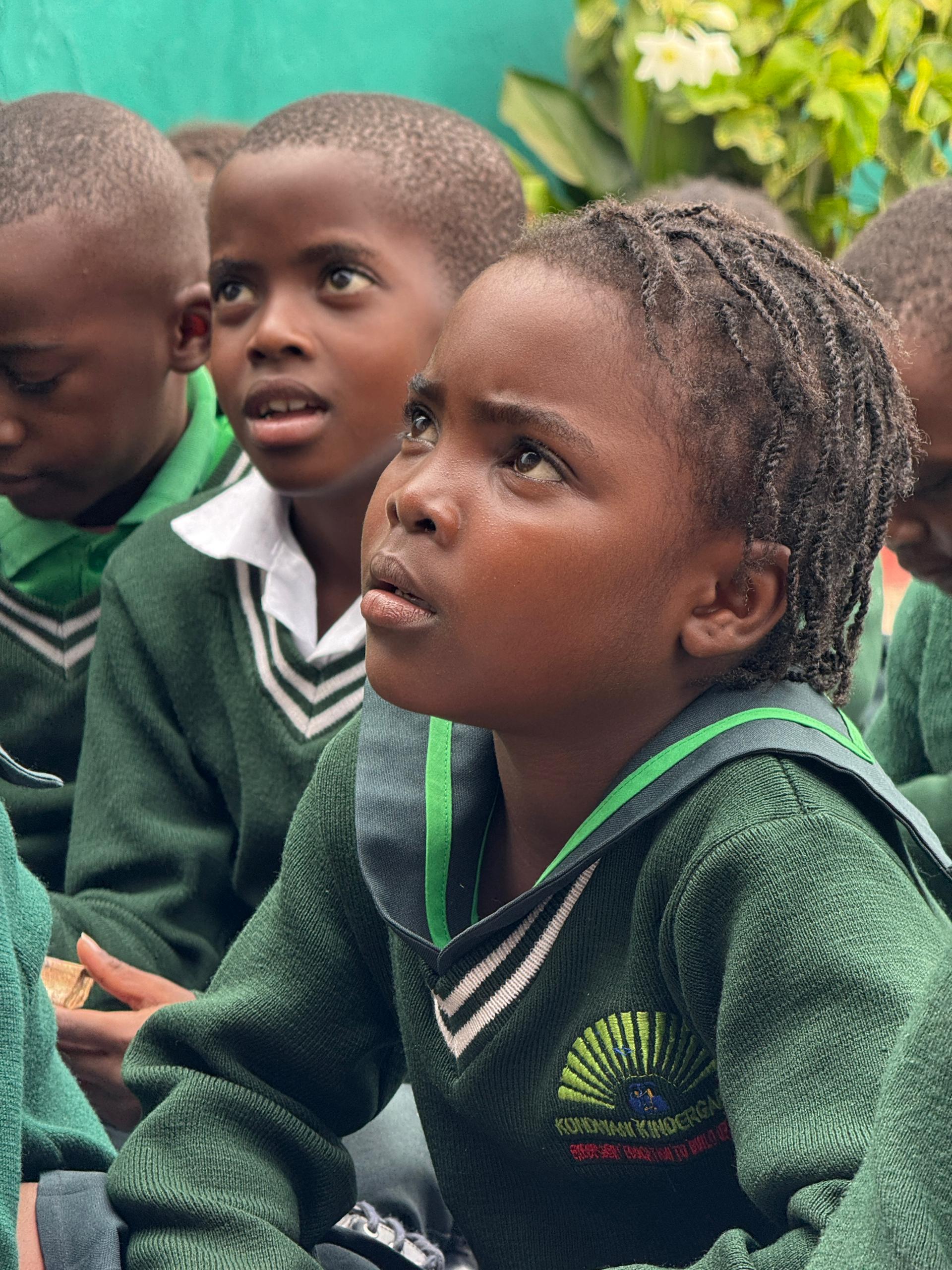 Kondwani Kindergarten pupils in green uniforms